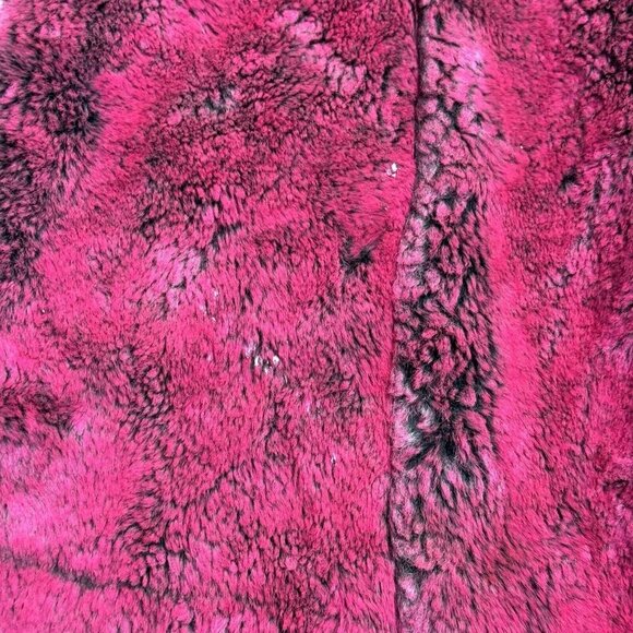 Vintage Morbid Threads Faux Fur Coat Womens Medium Pink One Button USA - Picture 7 of 16